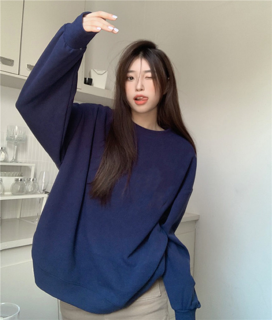 實拍  加絨米妮圓領套頭寬鬆慵懶風百搭衛衣