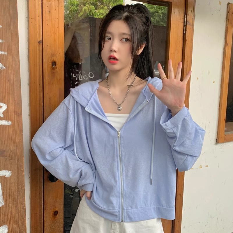 Original workmanship mesh hooded sun protection clothing for women spring and autumn thin loose long-sleeved salt cardigan jacket versatile