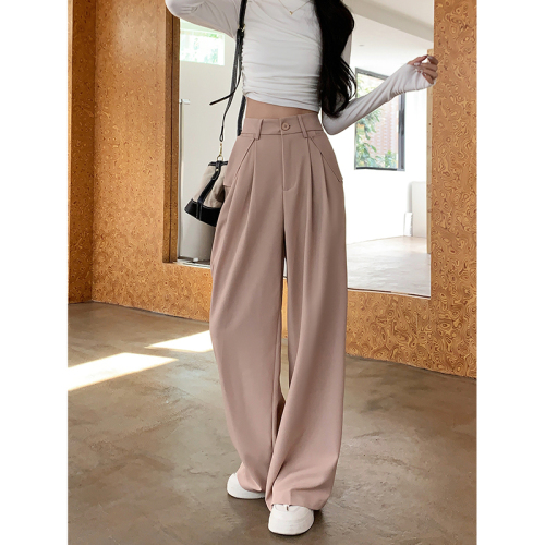 Actual shot of 2024 spring new loose suit pants, casual pants, wide-leg pants for women, high-waisted drapey floor-length pants