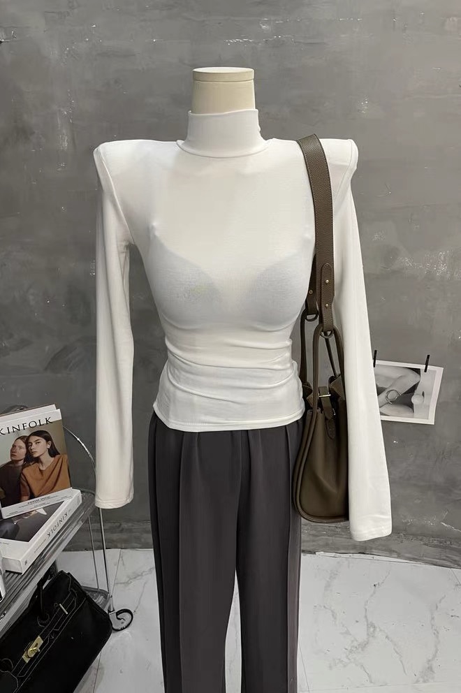 High-end feel ~ Soft basic turtleneck bottoming shirt for women, long-sleeved T-shirt, slim solid color, Korean style top, spring and autumn 2024