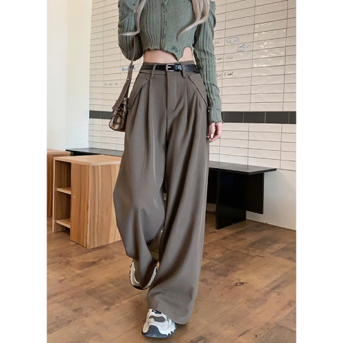 Actual shot of 2024 spring new loose suit pants, casual pants, wide-leg pants for women, high-waisted drapey floor-length pants