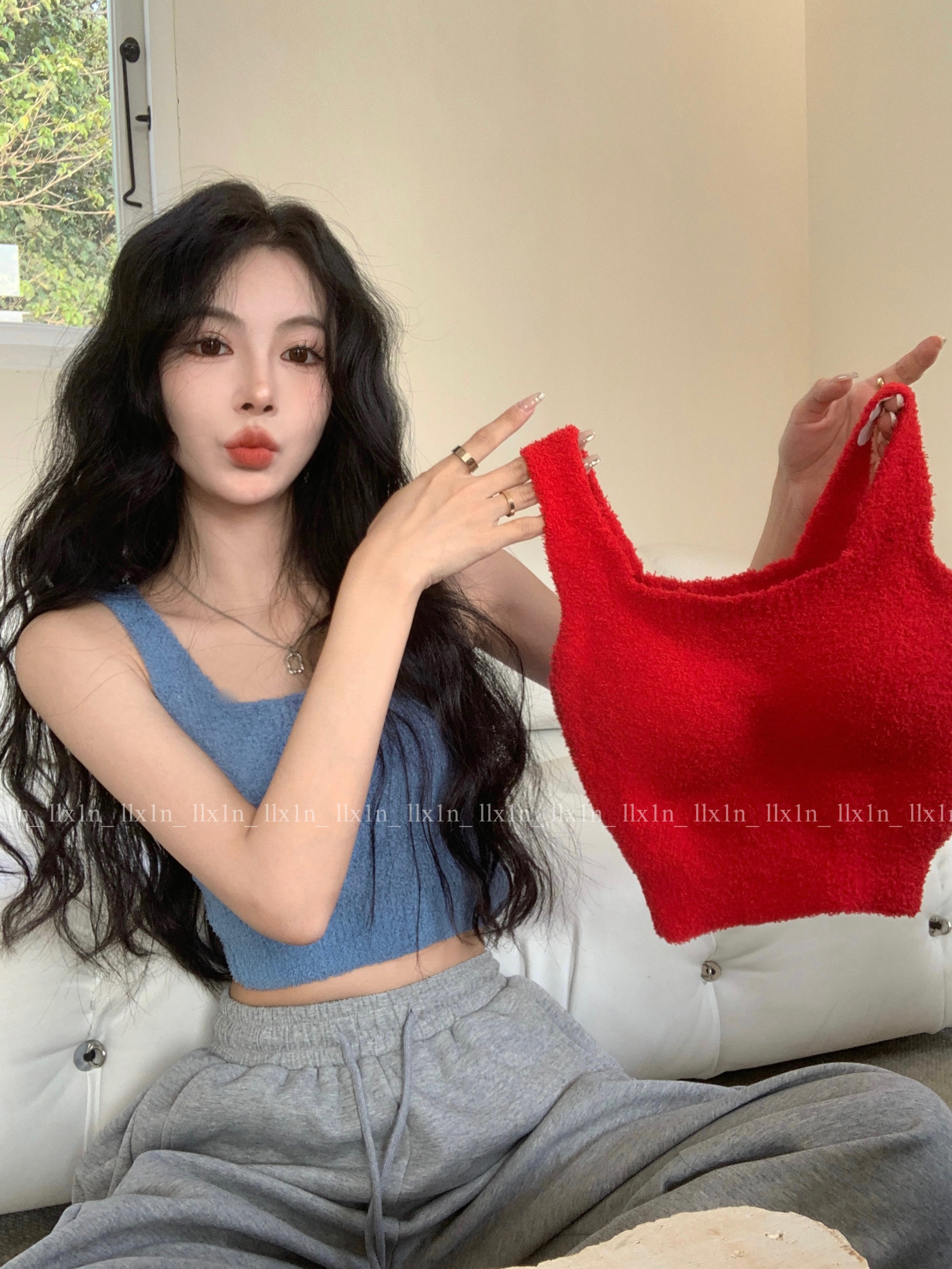 Actual shot~Cashmere warm camisole with chest pad all-in-one bra for women plus velvet thickened underwear