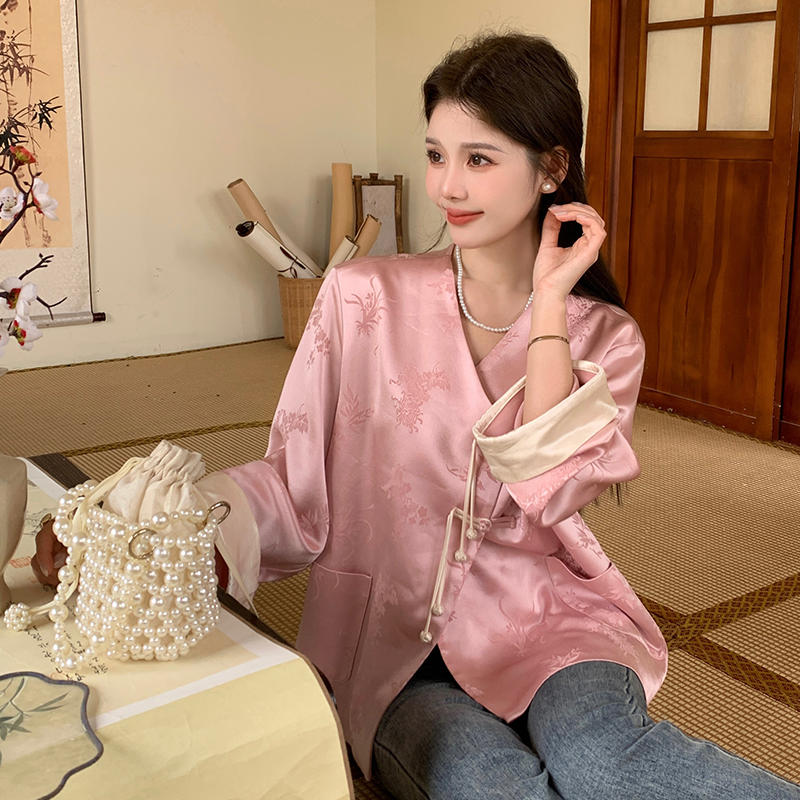 新中式大碼女裝襯衫 國風簡約休閒長袖大碼女裝上衣