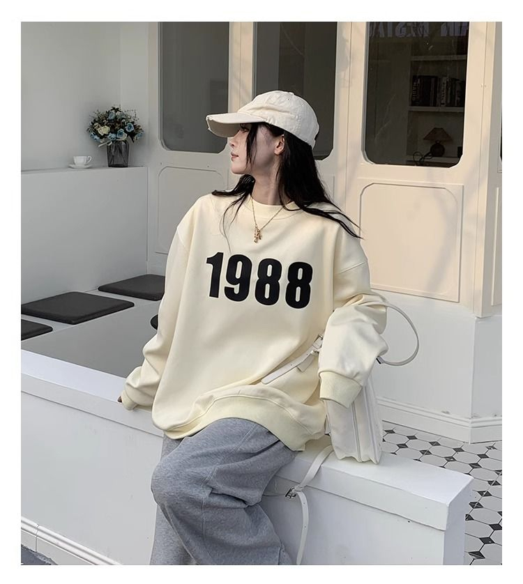 Harajuku BF thickened velvet pullover round neck sweatshirt for female students salt loose top autumn and winter coat lazy style