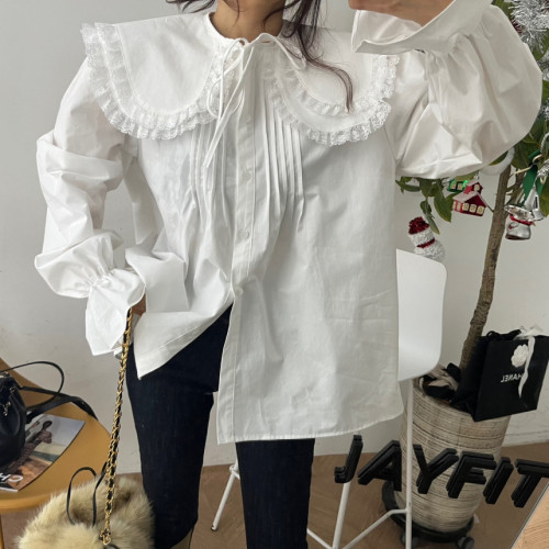 Korean style lace patchwork versatile shirt