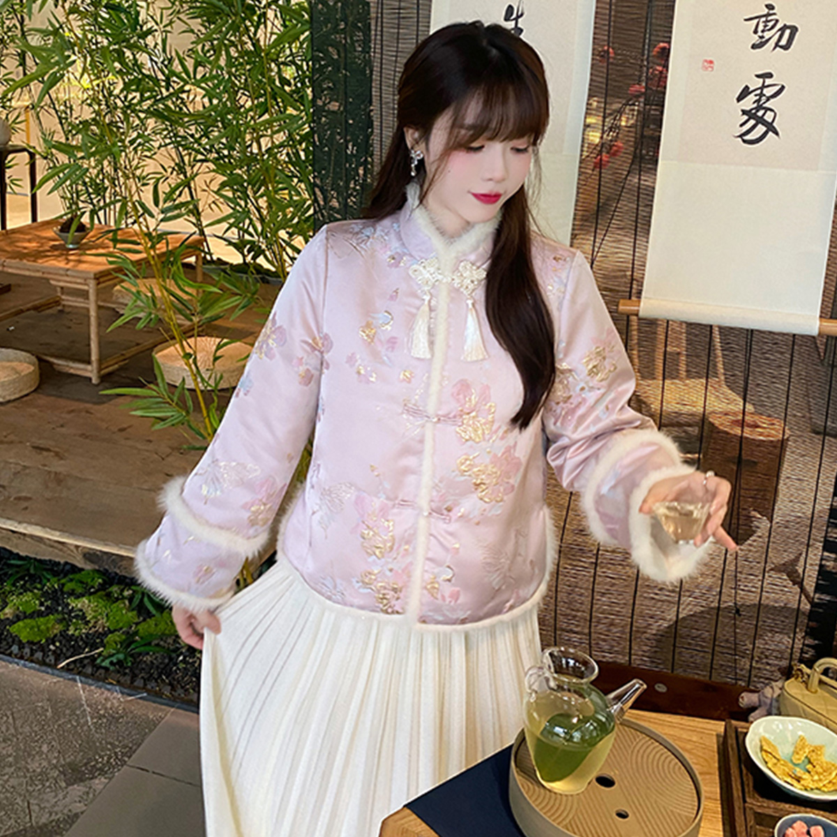 質檢官圖新中式女裝秋冬款棉襖唐裝國風套裝棉服冬裝羽絨服外套女