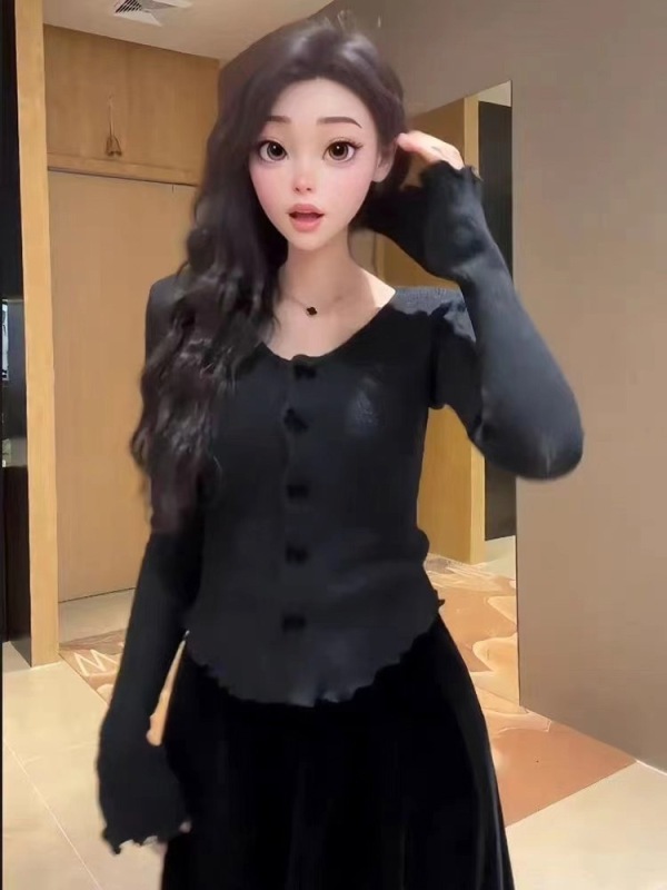 法式復古蝴蝶結打底衫女秋冬內搭小眾過年辣妹修身上衣女純色毛衣