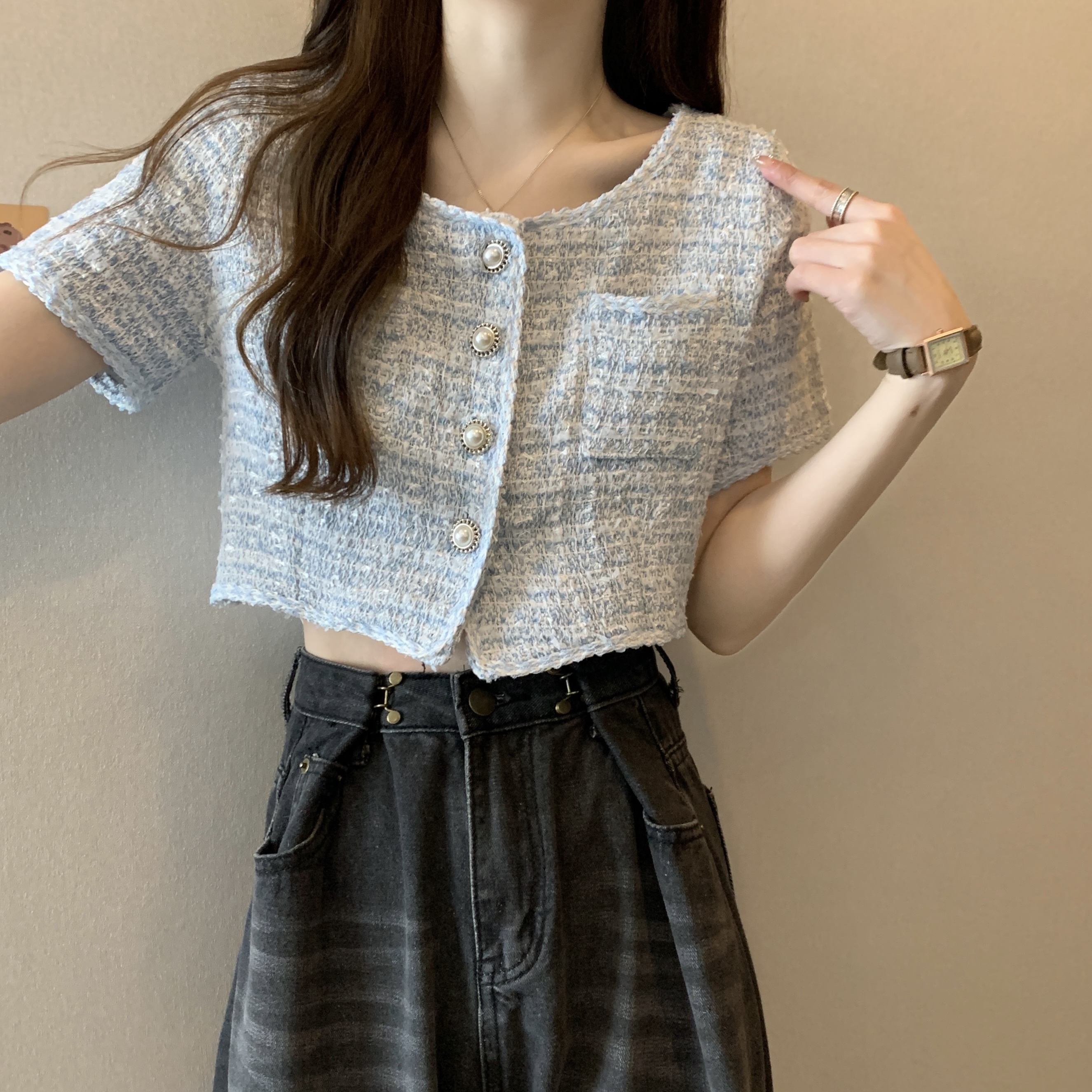 French chic design niche niche style jacket cardigan women's spring new style lady's foreign style short top