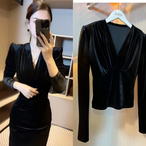 Winter new style, slim and versatile V-neck sexy bottoming shirt top 1133