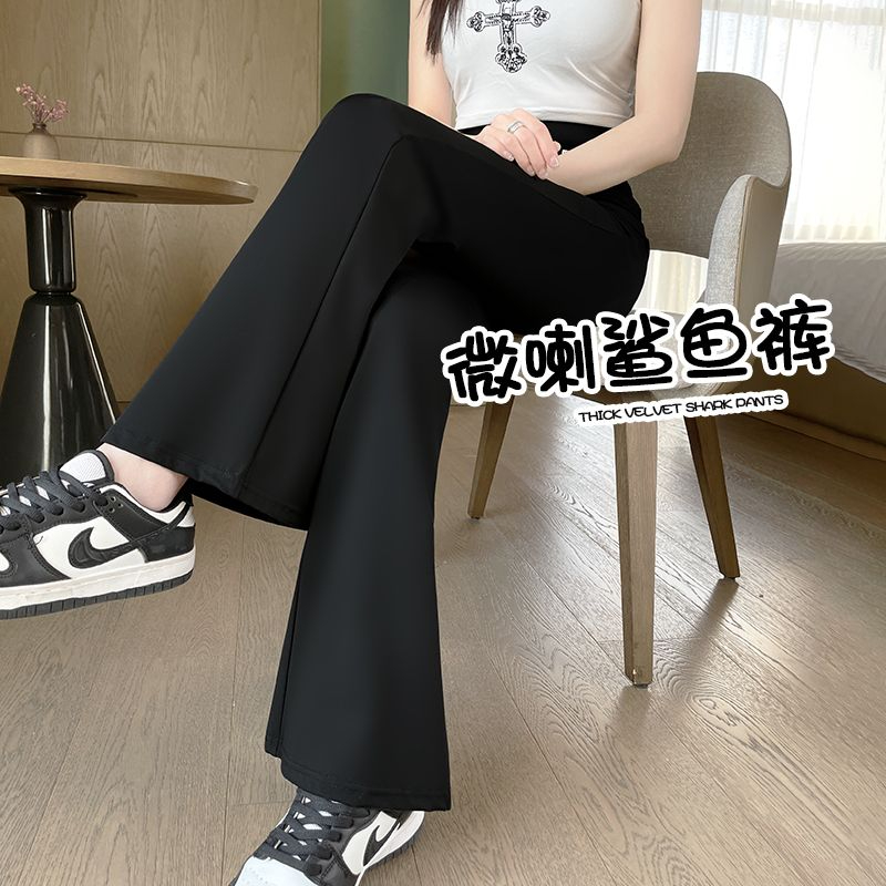 芭比提臀鯊魚喇叭褲女秋冬季外穿馬蹄高腰收腹修身顯瘦微喇瑜伽褲