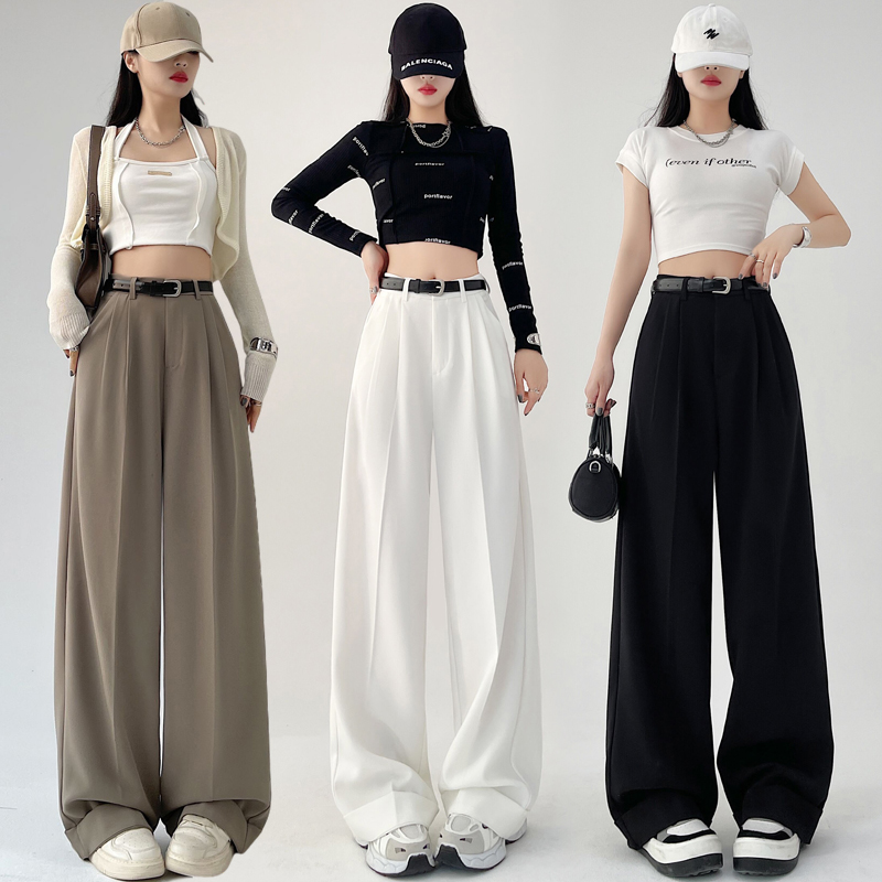 Photographed Flared Suit Jacket Wide Leg Women 2024 Spring Loose Casual High Waist Slimming Straight Leg Pants with Drape Floor-Length Pants
