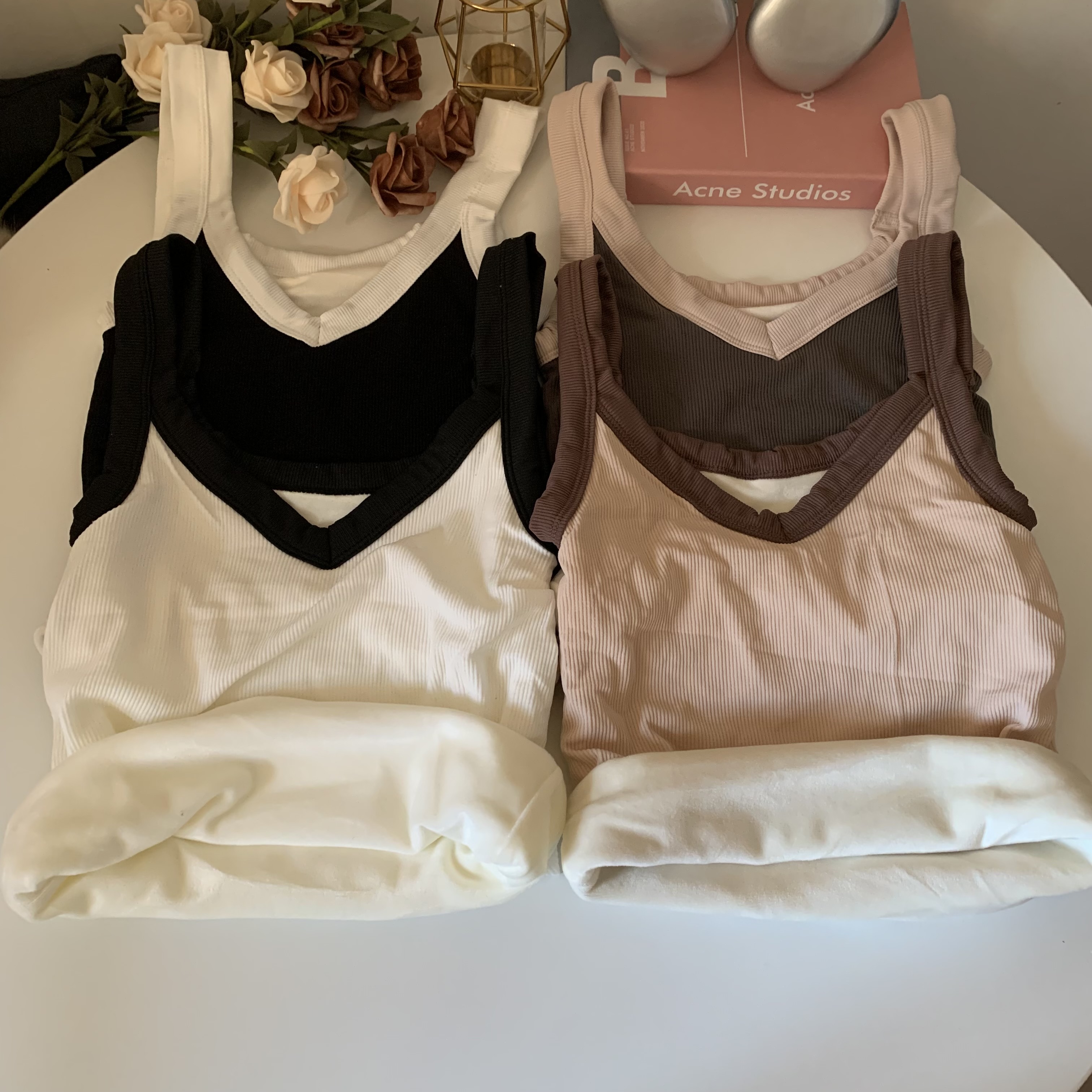 實拍冬季內搭吊帶背心女加絨加厚保暖打底衫無袖內衣上衣