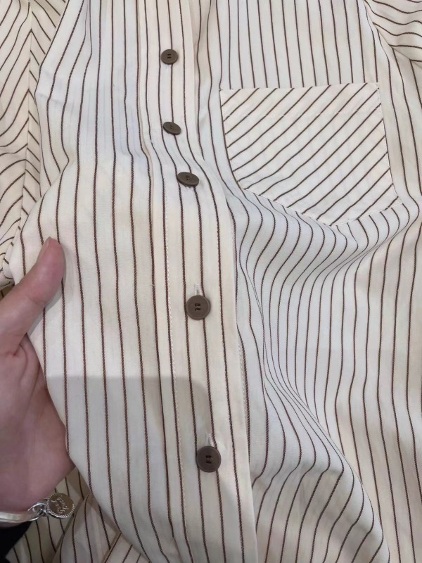 French striped shirt early autumn women's new design niche tops Korean style wear shirts