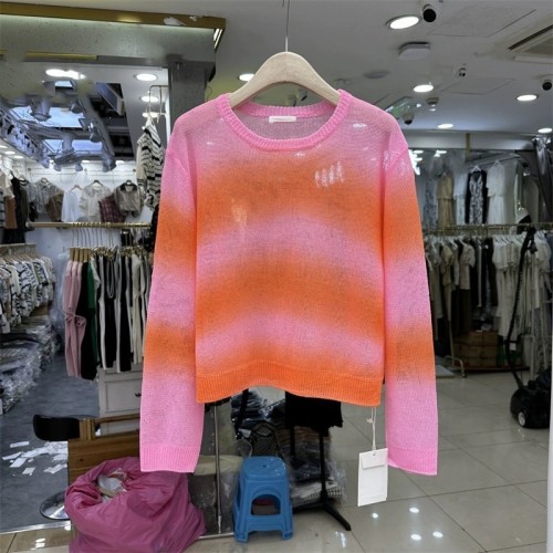 2024 spring and autumn craft tie-dye Korean Dongdaemun wool sweater internet celebrity same style GLYP fashion brand rainbow sweater for women