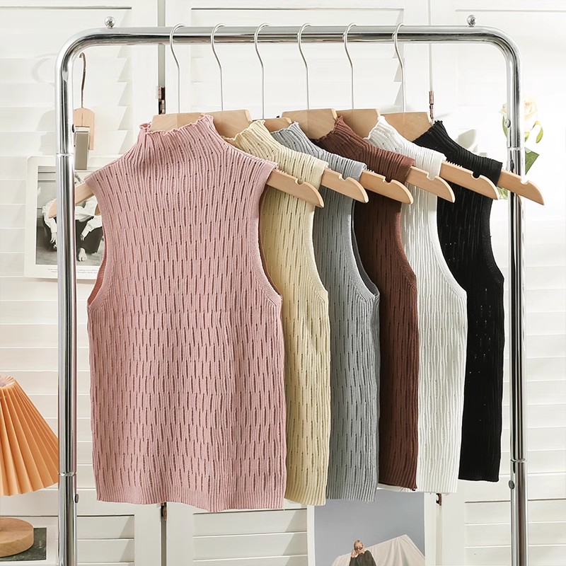 Vest women's inner suit sleeveless bottoming shirt white loose high-quality outer knitted sweater top 2024 new style