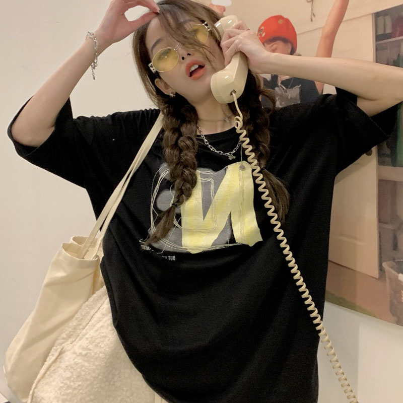 官圖 重磅/精梳純棉 後包領 有縫邊 S-XXXL 夏裝短袖T恤女