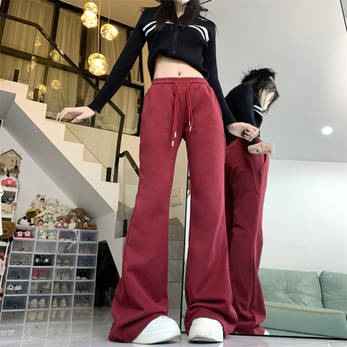 Real shot #American retro low-waist micro-flared pants for women 2024 spring new floor-length horse hoof pants casual sweatpants