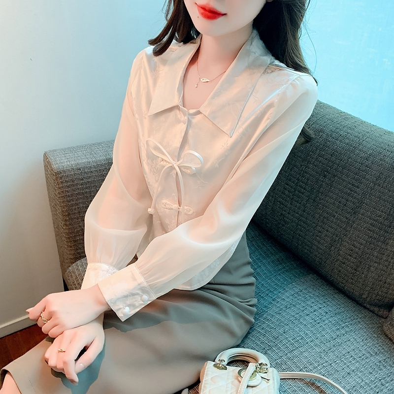 2024國風襯衫女初春新中式女裝高級設計感小眾別致驚艷上衣襯衣