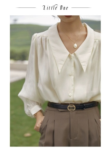 Spring French high-end doll collar shirt for women early spring 2024 new shirt design niche inner top