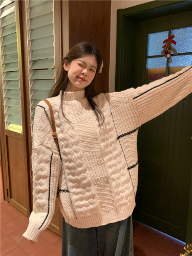 Actual shot~~Winter thick design and loose pullover twist sweater~