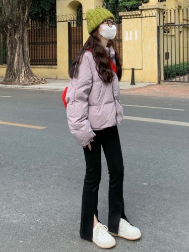 Korean style milky little down jacket for women short high collar bread coat student cotton coat winter