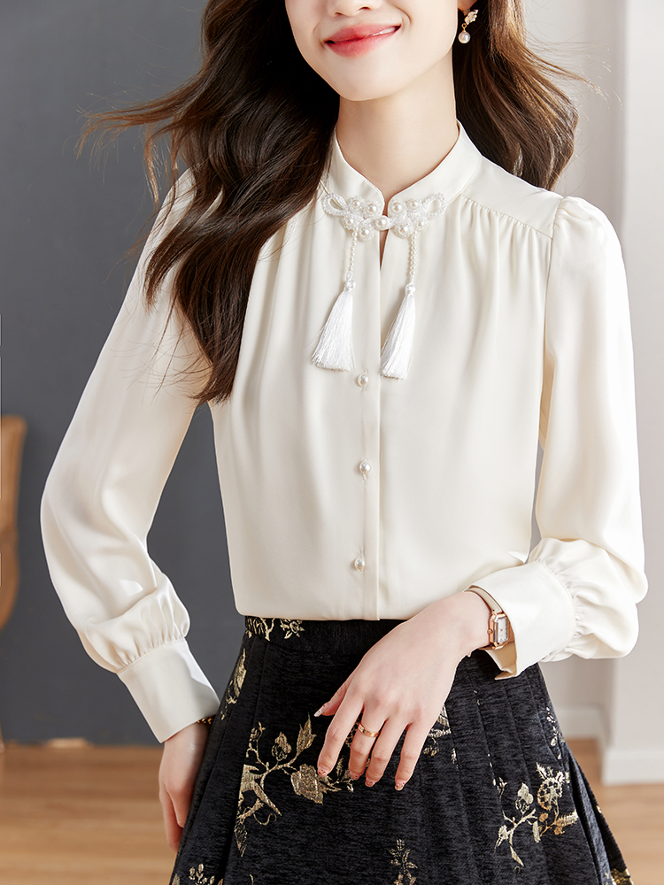 New Chinese style national style Zen improved Hanfu long-sleeved shirt for women with horse-faced skirt and temperament top