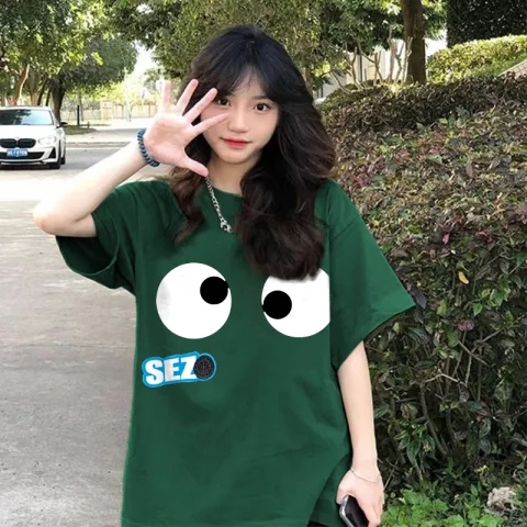 oversize美式正肩短袖t恤女2024春夏潮牌寬鬆設計感小眾純棉上衣