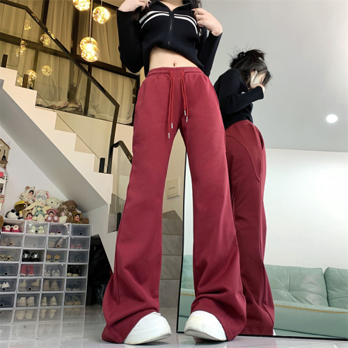 Real shot #American retro low-waist micro-flared pants for women 2024 spring new floor-length horse hoof pants casual sweatpants