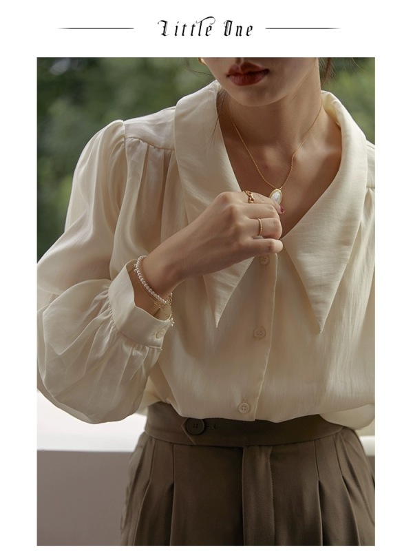 Spring French high-end doll collar shirt for women early spring 2024 new shirt design niche inner top