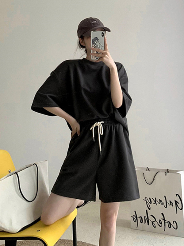 鹽系炸街運動服套裝女夏季時尚韓版寬鬆顯瘦休閒兩件套ins潮
