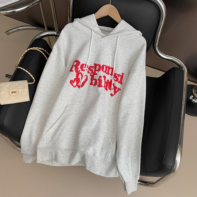 Actual shot of 280g large fish scale sweatshirt for women spring and autumn thin section 2024 printed hooded long-sleeved T-shirt top for women