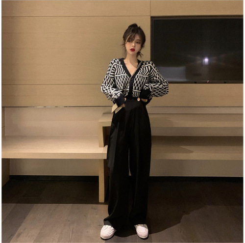 Spring new style high-cold royal sister-style wide-leg pants suit for women, fashionable temperament, internet celebrity two-piece set