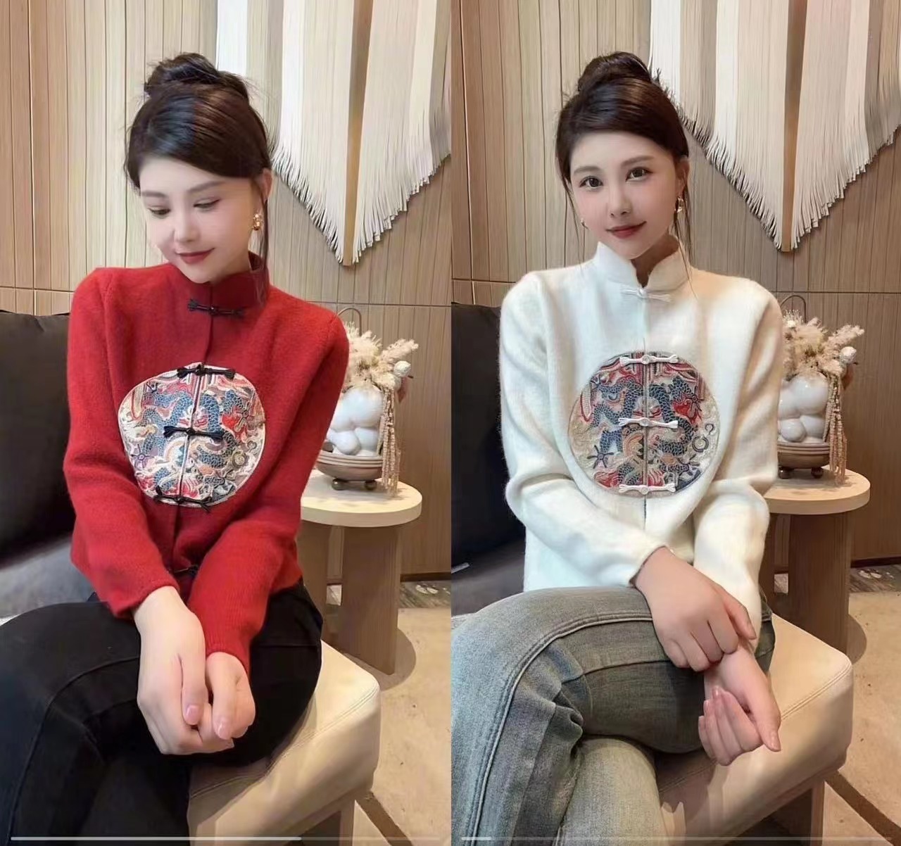 2024 Spring New New Chinese Style National Style Embroidered Sweater Jacket Women's Design Temperament Western Style Wool Sweater