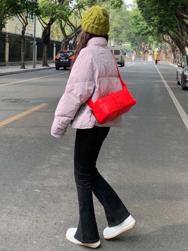 Korean style milky little down jacket for women short high collar bread coat student cotton coat winter