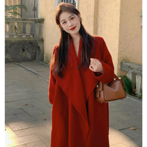 Quality inspector's picture 100% wool Korean temperament long winter woolen coat women's high-end woolen coat popular