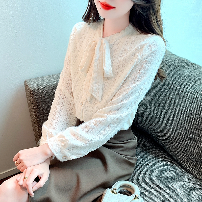 Shirt Women's French Lace 2024 Spring and Autumn New Shirt Bottoming Shirt Long Sleeve Chic Top
