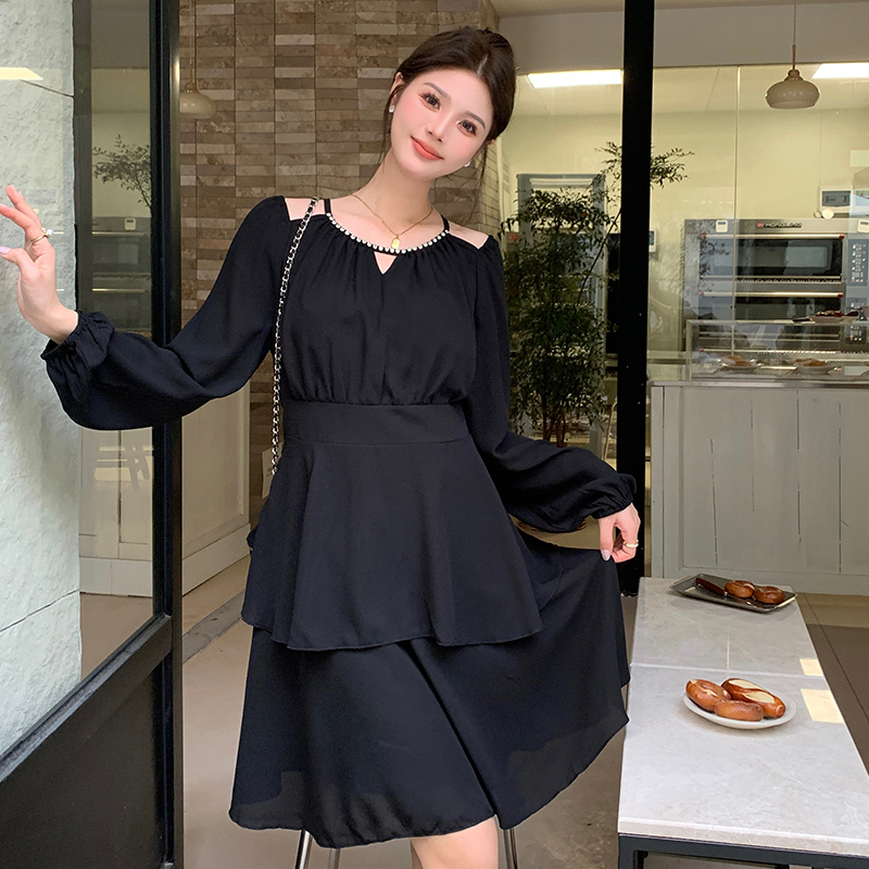 春 大碼女裝連衣裙簡約甜美淑女套頭蛋糕裙大碼連衣裙