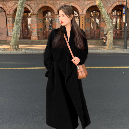 Quality inspector's picture 100% wool Korean temperament long winter woolen coat women's high-end woolen coat popular