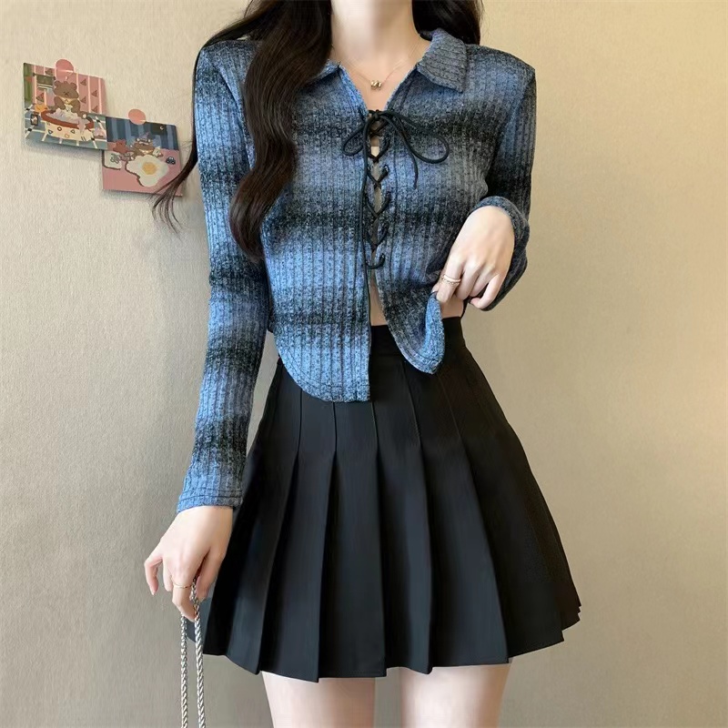 Slim-fitting irregular long-sleeved bottoming knitted cardigan for women early autumn 2024 new sweater jacket design top