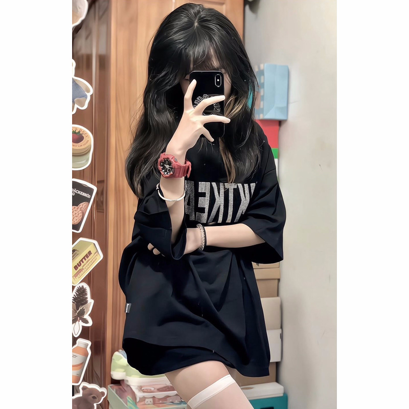 官圖220克/精梳純棉後包領有縫邊S-XXXL夏裝短袖T恤女