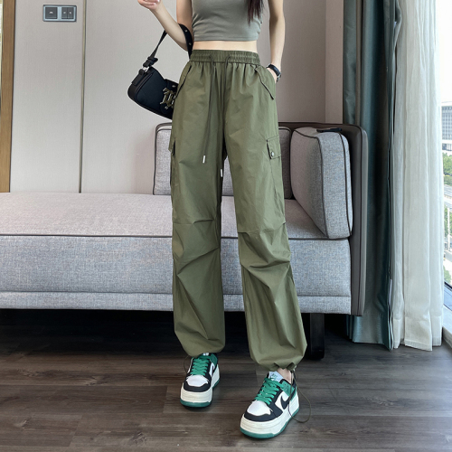 Actual shot of 2024 spring and summer new American retro overalls, loose drawstrings, slimming leggings, two-wear casual sports pants