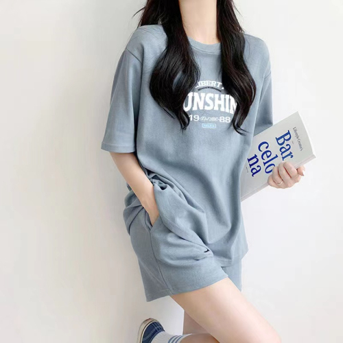 2024 Korean style fashionable age-reducing sports suit for women summer large size fat mm loose clothes two-piece set