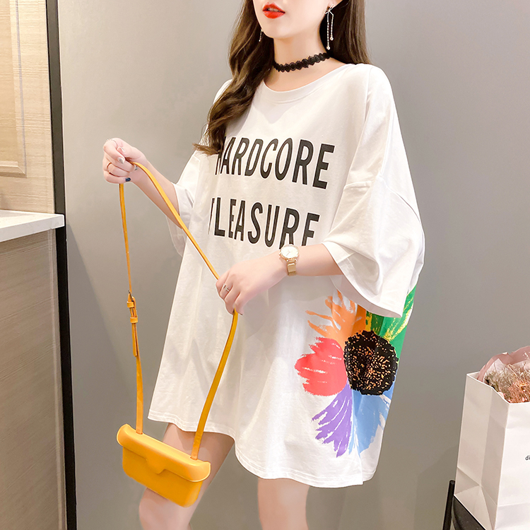 實拍 65/35棉 新款夏季印花韓版寬鬆大碼女裝短袖t恤女