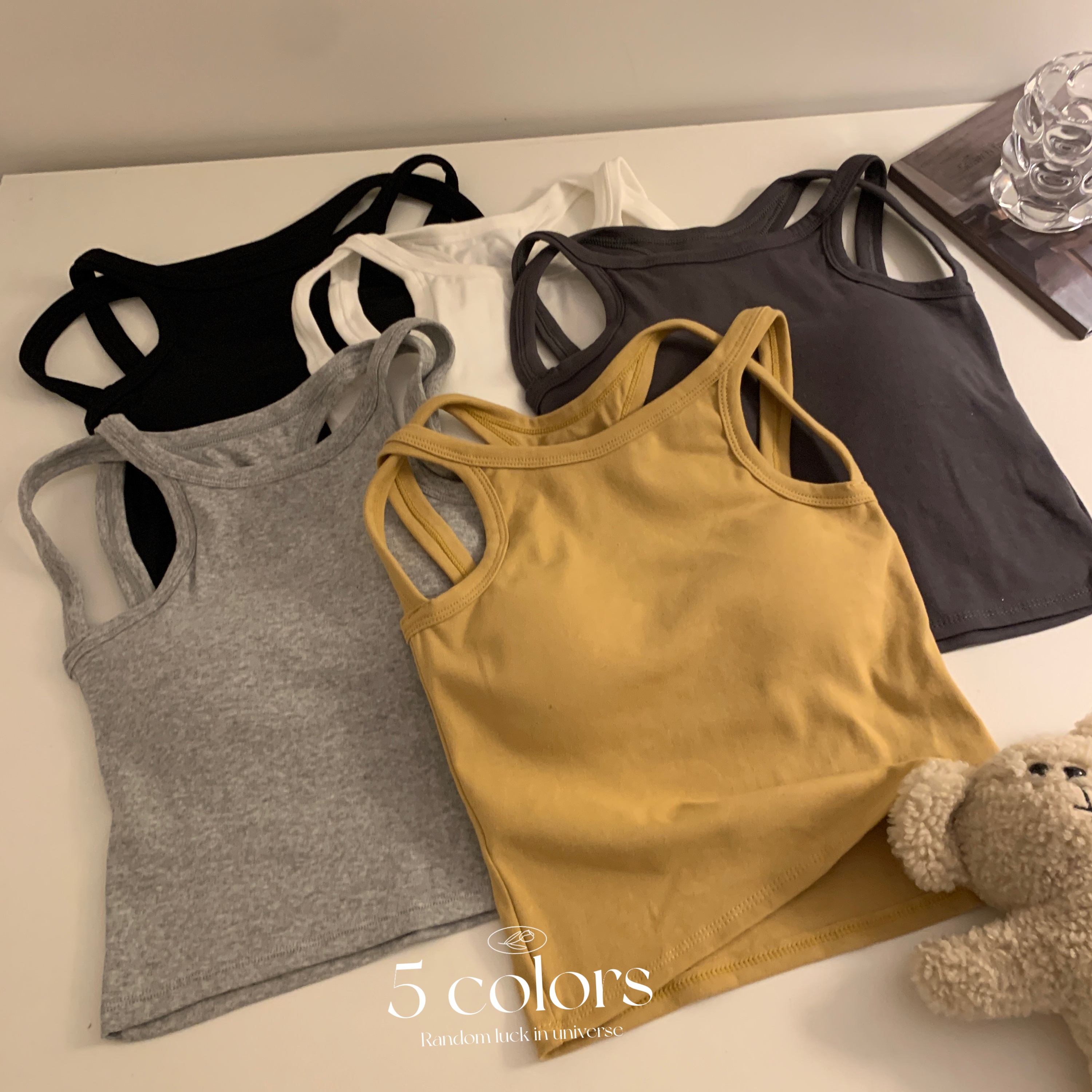 Real shot early spring versatile sports slim camisole women's inner layer beautiful back pure desire short top