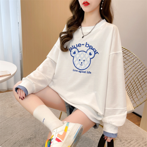 First real shot of design bear sweatshirt for women new spring and autumn holiday two large size loose tops