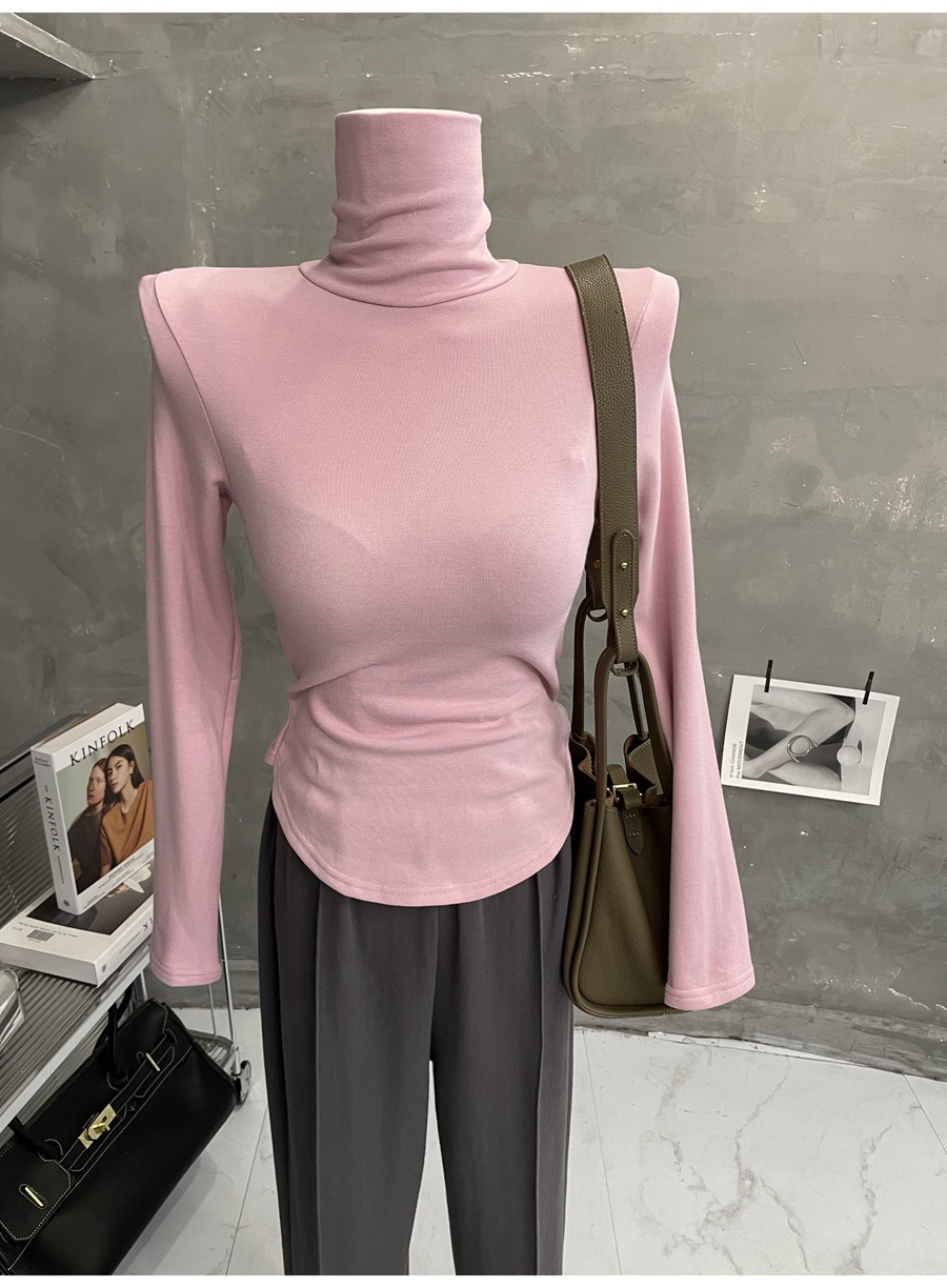 Soft and skin-friendly~Basic half turtleneck bottoming shirt for women, slim long-sleeved T-shirt, threaded inner top, new autumn and winter top