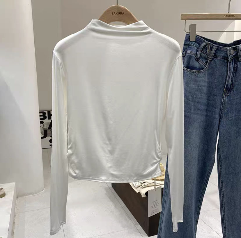 Modal half turtleneck bottoming shirt for women, autumn wear, 202 new thin black top, long-sleeved T-shirt