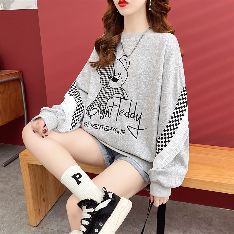 First real shot of fish scale back bag collar sweatshirt for women new spring and autumn large size design Japanese and Korean loose top