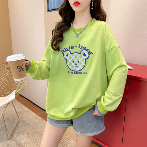 First real shot of design bear sweatshirt for women new spring and autumn holiday two large size loose tops