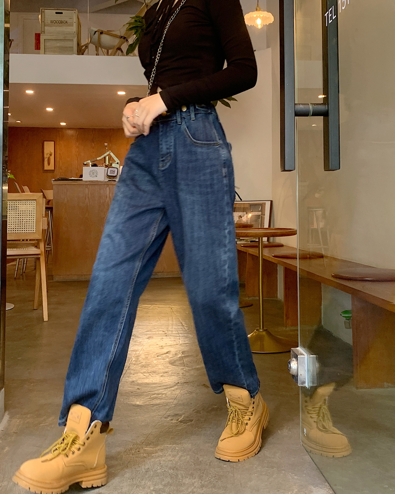 Actual shot of 2024 spring elastic elastic waist jeans for women, new high waist slimming pants